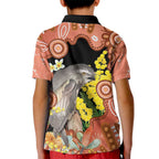 Australia Tawny Frogmouth Kid Polo Shirt Golden Wattle Banksia Aboriginal Art - Aussie Hoodie