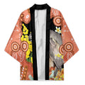 Australia Tawny Frogmouth Kimono Golden Wattle Banksia Aboriginal Art - Aussie Hoodie