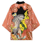 Australia Tawny Frogmouth Kimono Golden Wattle Banksia Aboriginal Art - Aussie Hoodie