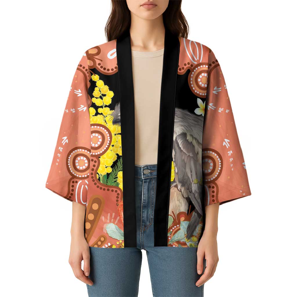 Australia Tawny Frogmouth Kimono Golden Wattle Banksia Aboriginal Art - Aussie Hoodie