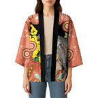 Australia Tawny Frogmouth Kimono Golden Wattle Banksia Aboriginal Art - Aussie Hoodie