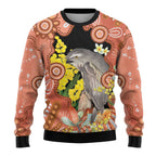 Australia Tawny Frogmouth Ugly Christmas Sweater Golden Wattle Banksia Aboriginal Art - Aussie Hoodie