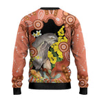 Australia Tawny Frogmouth Ugly Christmas Sweater Golden Wattle Banksia Aboriginal Art - Aussie Hoodie