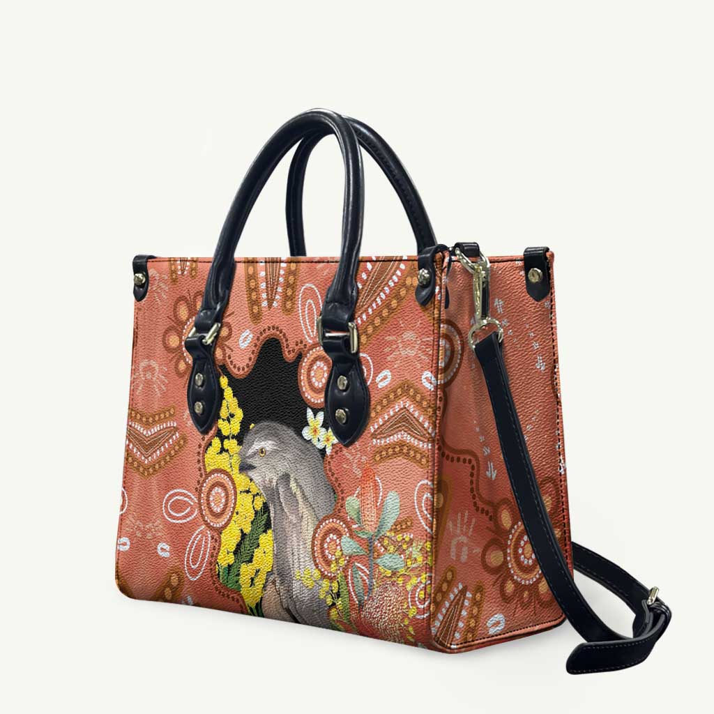 Australia Tawny Frogmouth Leather Bag Golden Wattle Banksia Aboriginal Art - Aussie Hoodie