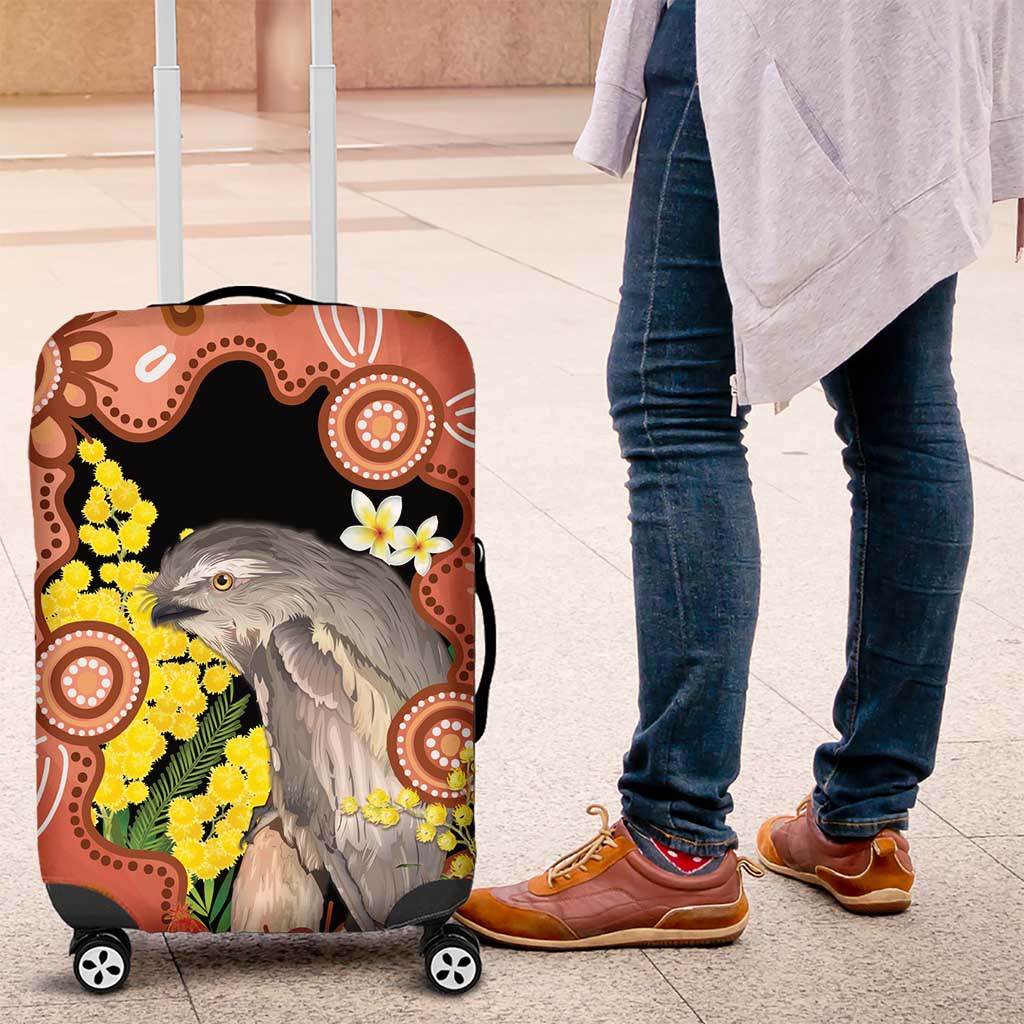 Australia Tawny Frogmouth Luggage Cover Golden Wattle Banksia Aboriginal Art - Aussie Hoodie