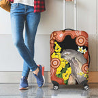 Australia Tawny Frogmouth Luggage Cover Golden Wattle Banksia Aboriginal Art - Aussie Hoodie