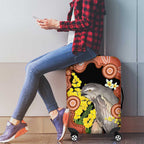 Australia Tawny Frogmouth Luggage Cover Golden Wattle Banksia Aboriginal Art - Aussie Hoodie