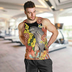 Australia Tawny Frogmouth Men Tank Top Golden Wattle Banksia Aboriginal Art - Aussie Hoodie