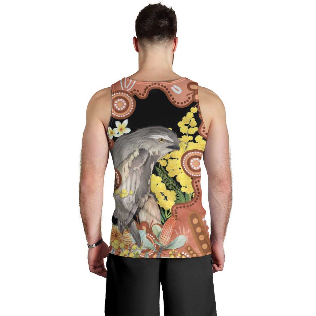 Australia Tawny Frogmouth Men Tank Top Golden Wattle Banksia Aboriginal Art - Aussie Hoodie