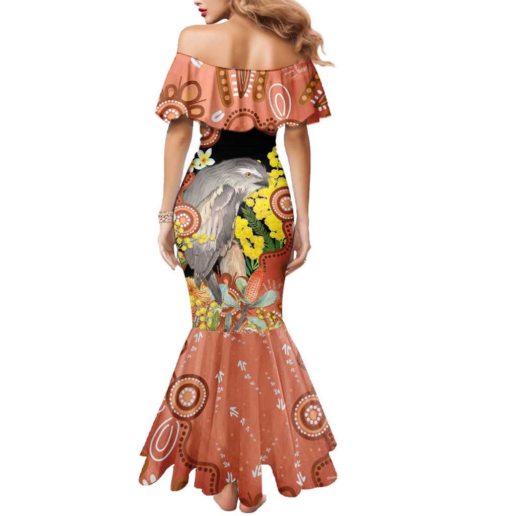 Australia Tawny Frogmouth Mermaid Dress Golden Wattle Banksia Aboriginal Art - Aussie Hoodie