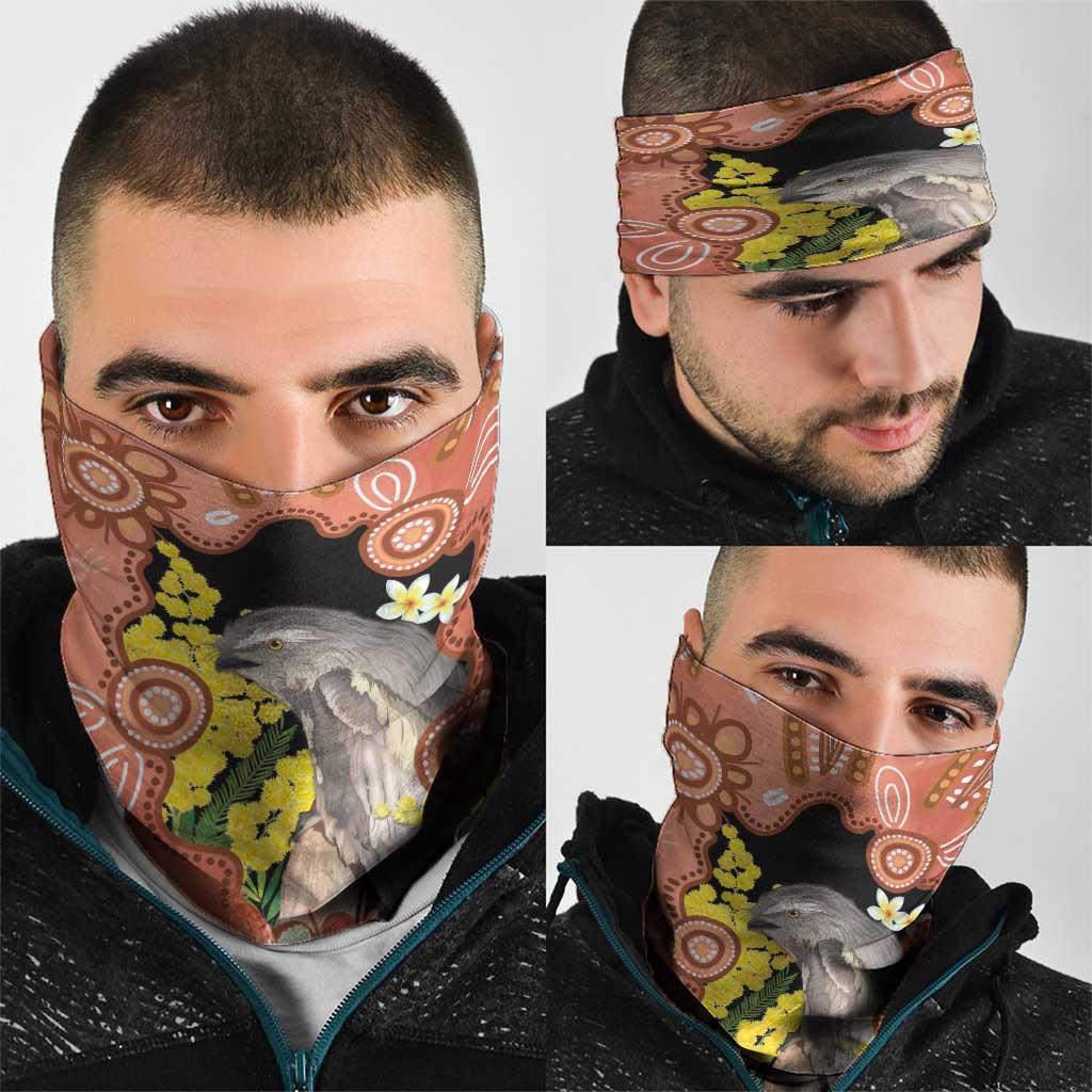 Australia Tawny Frogmouth Neck Gaiter Golden Wattle Banksia Aboriginal Art - Aussie Hoodie