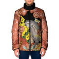 Australia Tawny Frogmouth Padded Jacket Golden Wattle Banksia Aboriginal Art - Aussie Hoodie