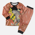 Australia Tawny Frogmouth Christmas Pajama Set Golden Wattle Banksia Aboriginal Art - Aussie Hoodie