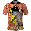 Australia Tawny Frogmouth Polo Shirt Golden Wattle Banksia Aboriginal Art - Aussie Hoodie