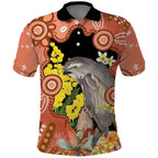 Australia Tawny Frogmouth Polo Shirt Golden Wattle Banksia Aboriginal Art - Aussie Hoodie