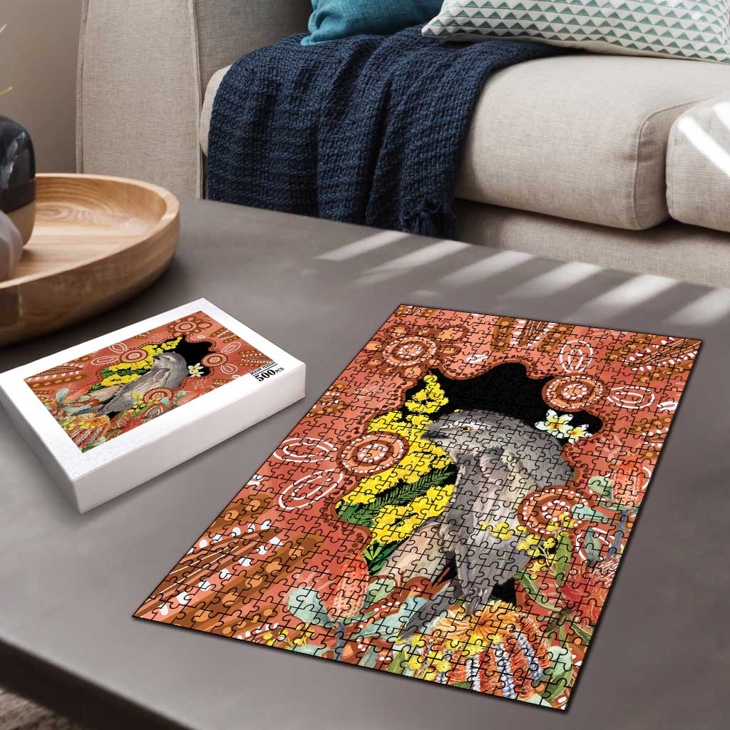 Australia Tawny Frogmouth Puzzle Golden Wattle Banksia Aboriginal Art - Aussie Hoodie