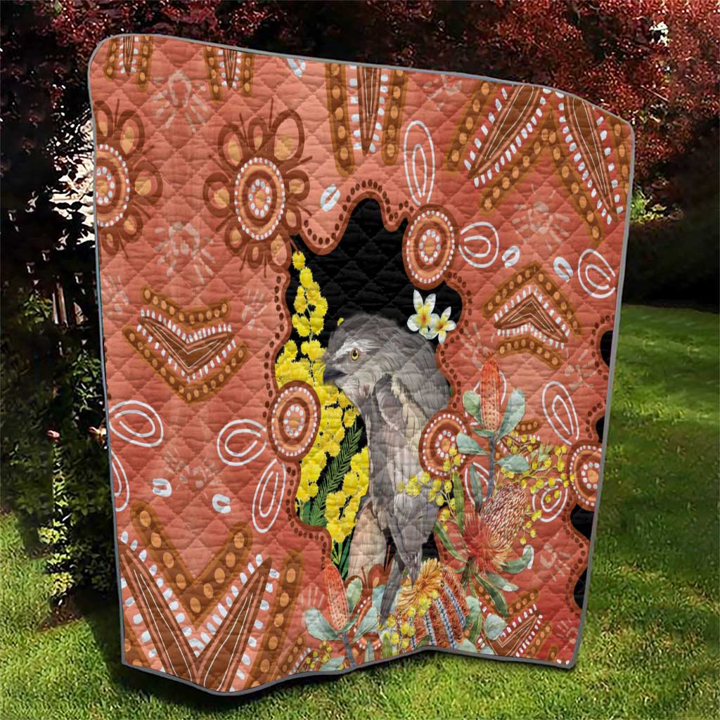 Australia Tawny Frogmouth Quilt Golden Wattle Banksia Aboriginal Art - Aussie Hoodie