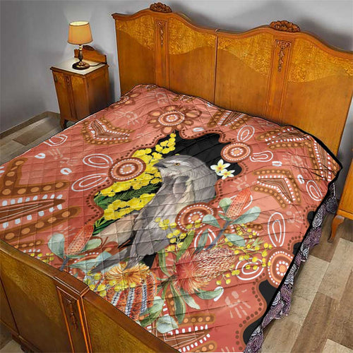 Australia Tawny Frogmouth Quilt Golden Wattle Banksia Aboriginal Art - Aussie Hoodie