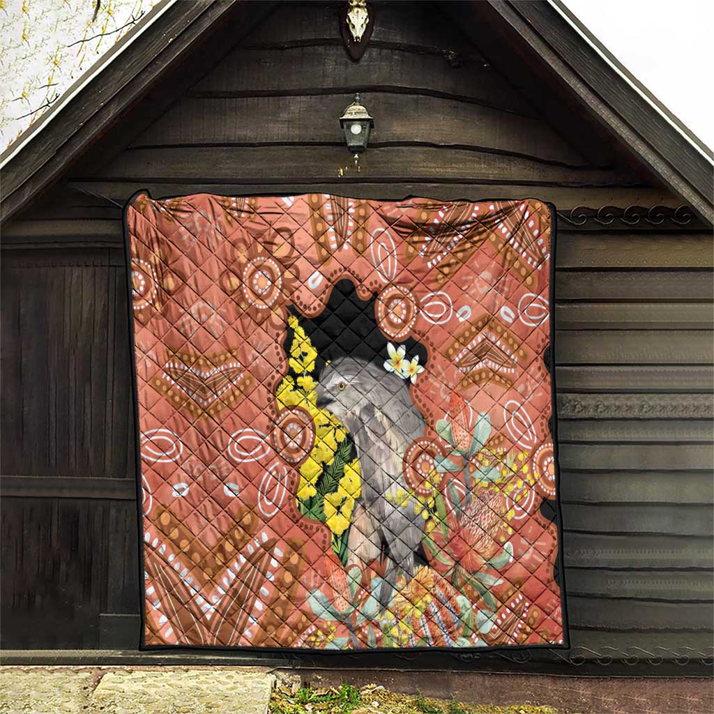Australia Tawny Frogmouth Quilt Golden Wattle Banksia Aboriginal Art - Aussie Hoodie