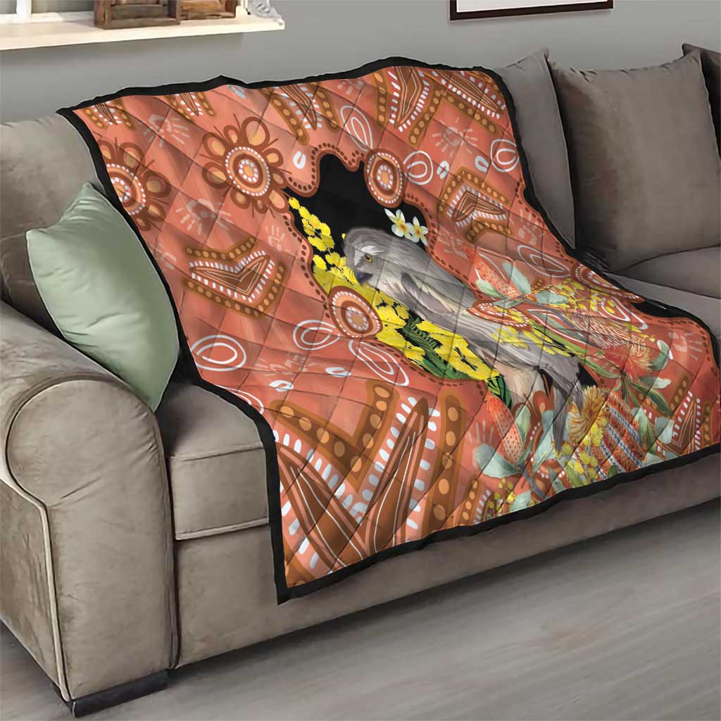Australia Tawny Frogmouth Quilt Golden Wattle Banksia Aboriginal Art - Aussie Hoodie