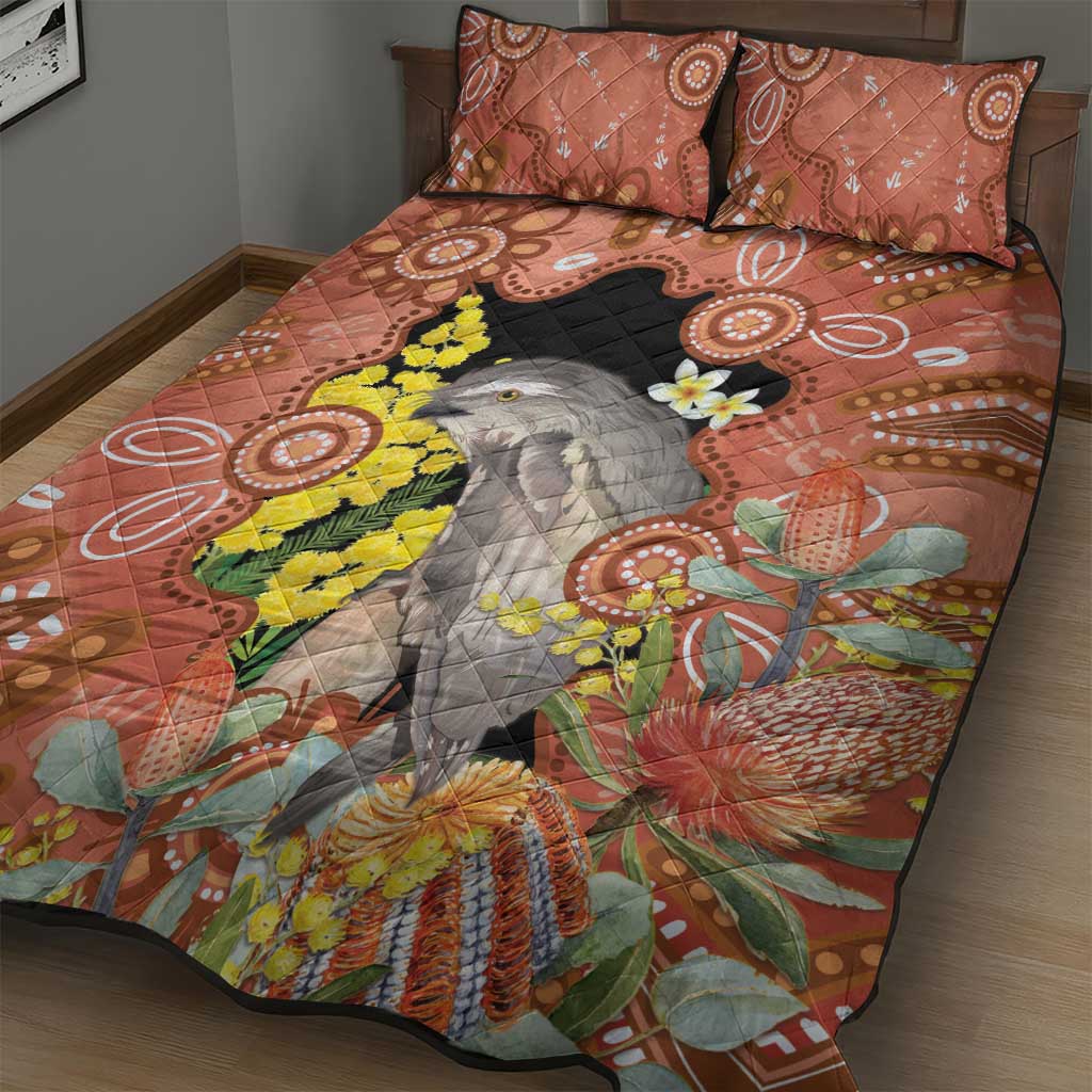Australia Tawny Frogmouth Quilt Bed Set Golden Wattle Banksia Aboriginal Art - Aussie Hoodie