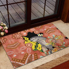 Australia Tawny Frogmouth Rubber Doormat Golden Wattle Banksia Aboriginal Art - Aussie Hoodie