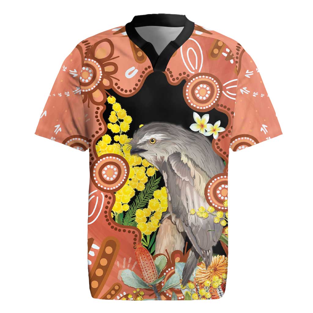 Australia Tawny Frogmouth Rugby Jersey Golden Wattle Banksia Aboriginal Art - Aussie Hoodie