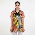 Australia Tawny Frogmouth Scrub Top Golden Wattle Banksia Aboriginal Art - Aussie Hoodie