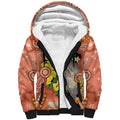 Australia Tawny Frogmouth Sherpa Hoodie Golden Wattle Banksia Aboriginal Art - Aussie Hoodie