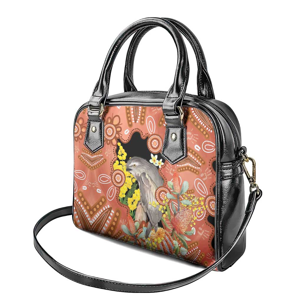 Australia Tawny Frogmouth Shoulder Handbag Golden Wattle Banksia Aboriginal Art - Aussie Hoodie