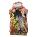 Australia Tawny Frogmouth Sleeveless Hoodie Golden Wattle Banksia Aboriginal Art - Aussie Hoodie