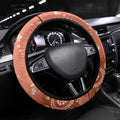 Australia Tawny Frogmouth Steering Wheel Cover Golden Wattle Banksia Aboriginal Art - Aussie Hoodie
