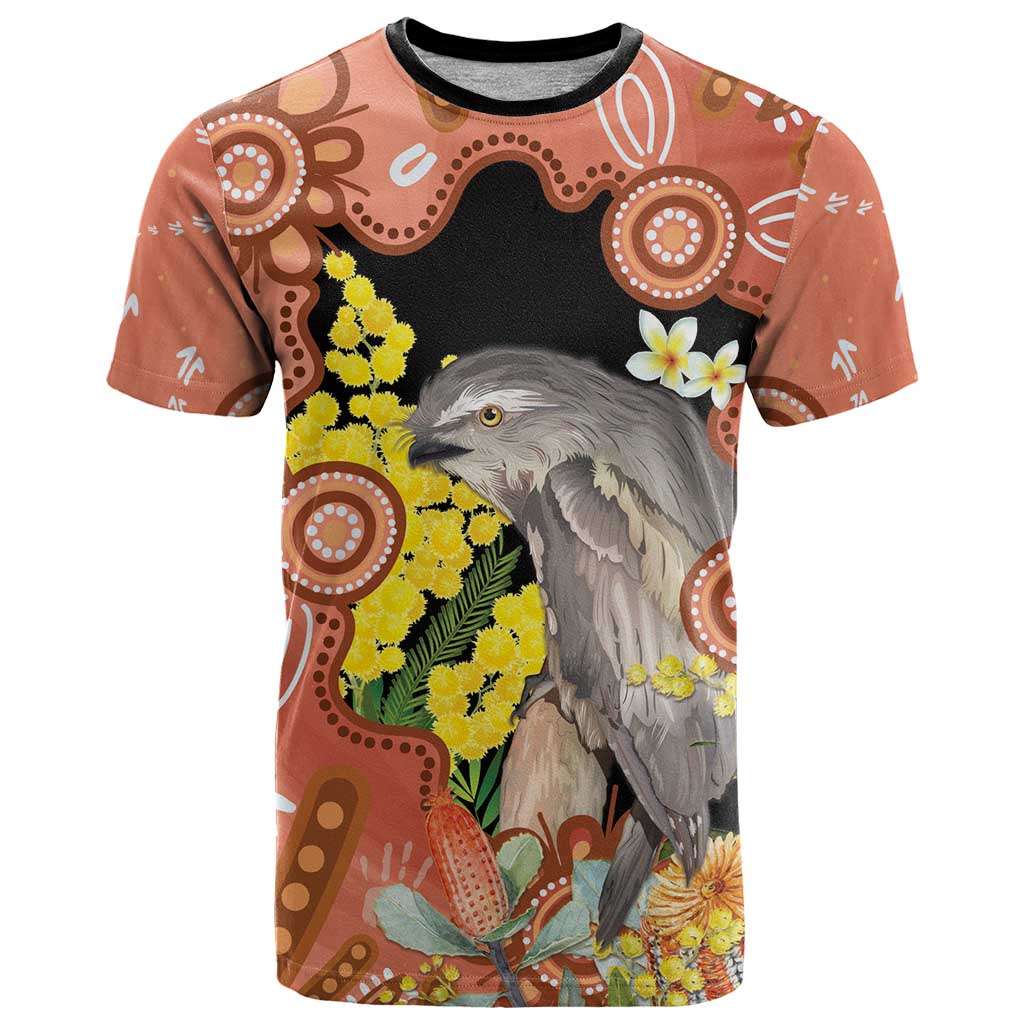 Australia Tawny Frogmouth T Shirt Golden Wattle Banksia Aboriginal Art - Aussie Hoodie