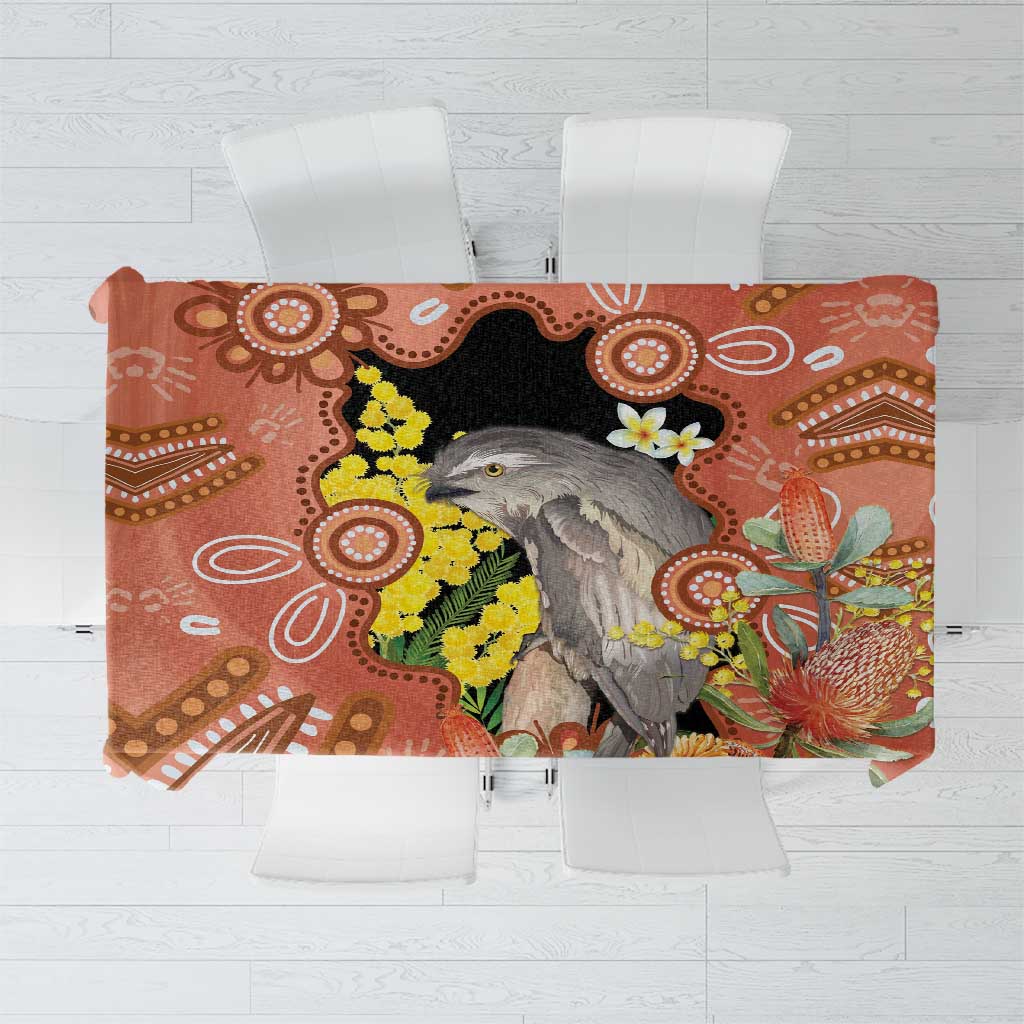 Australia Tawny Frogmouth Tablecloth Golden Wattle Banksia Aboriginal Art - Aussie Hoodie
