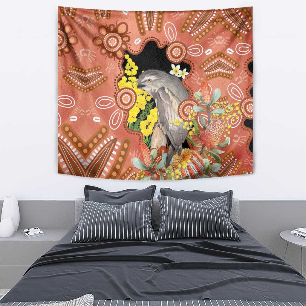 Australia Tawny Frogmouth Tapestry Golden Wattle Banksia Aboriginal Art - Aussie Hoodie