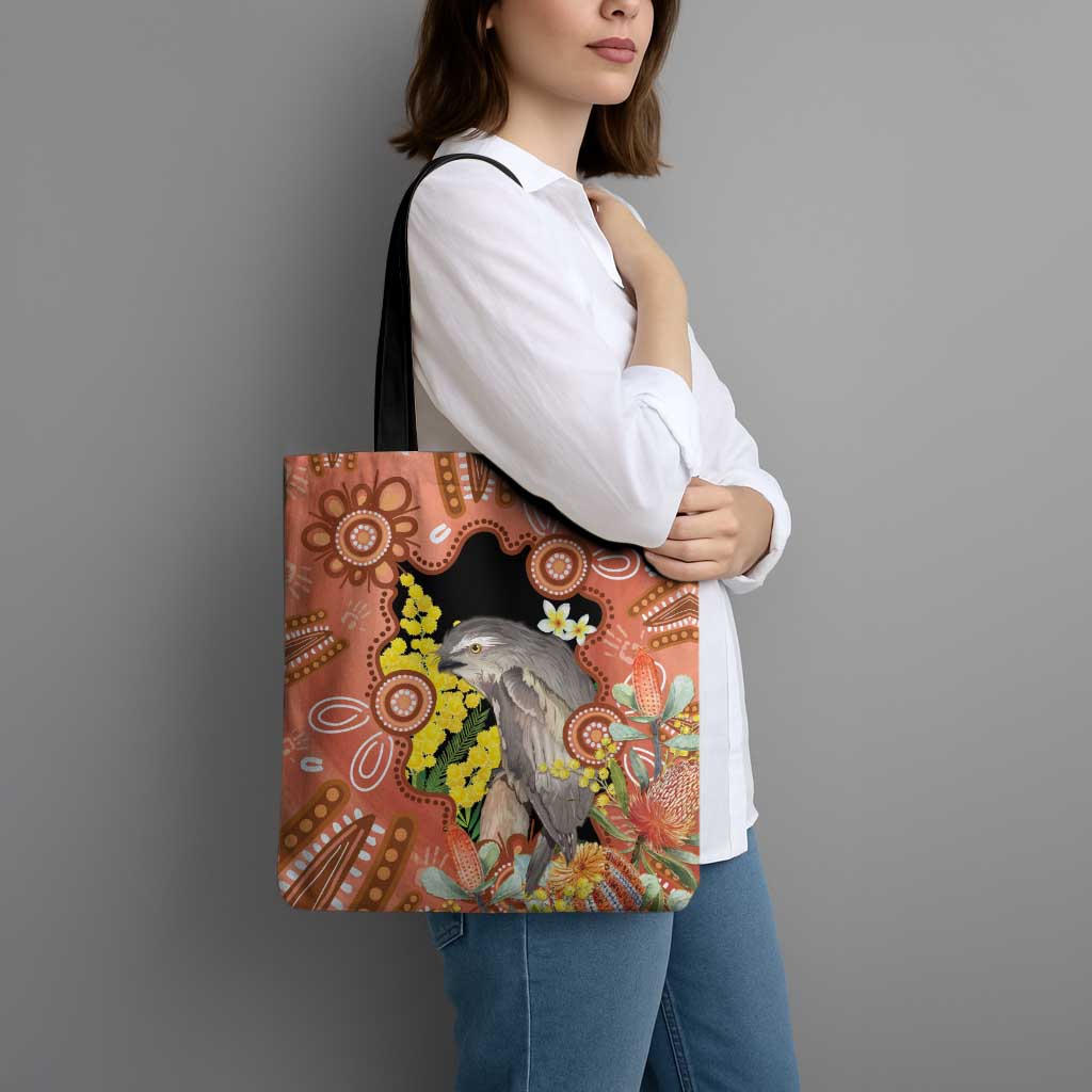 Australia Tawny Frogmouth Tote Bag Golden Wattle Banksia Aboriginal Art - Aussie Hoodie