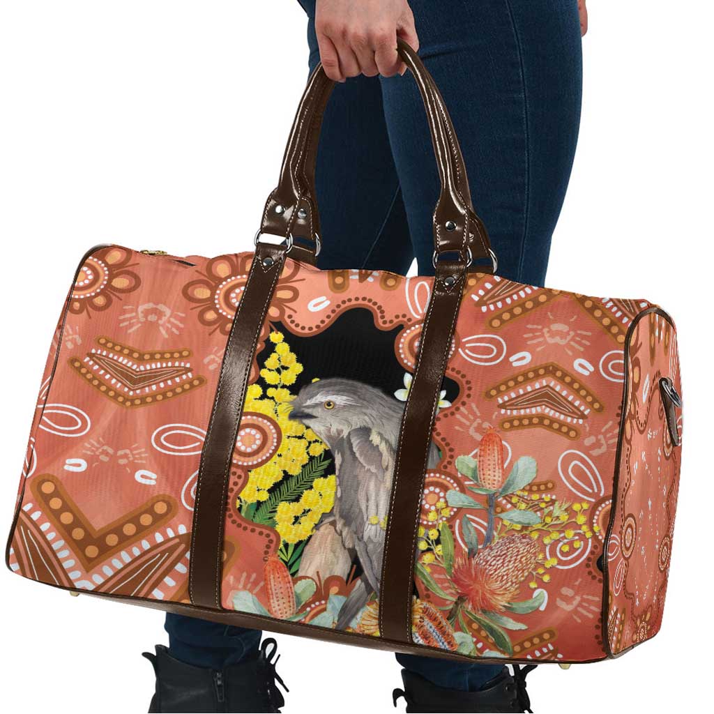 Australia Tawny Frogmouth Travel Bag Golden Wattle Banksia Aboriginal Art - Aussie Hoodie