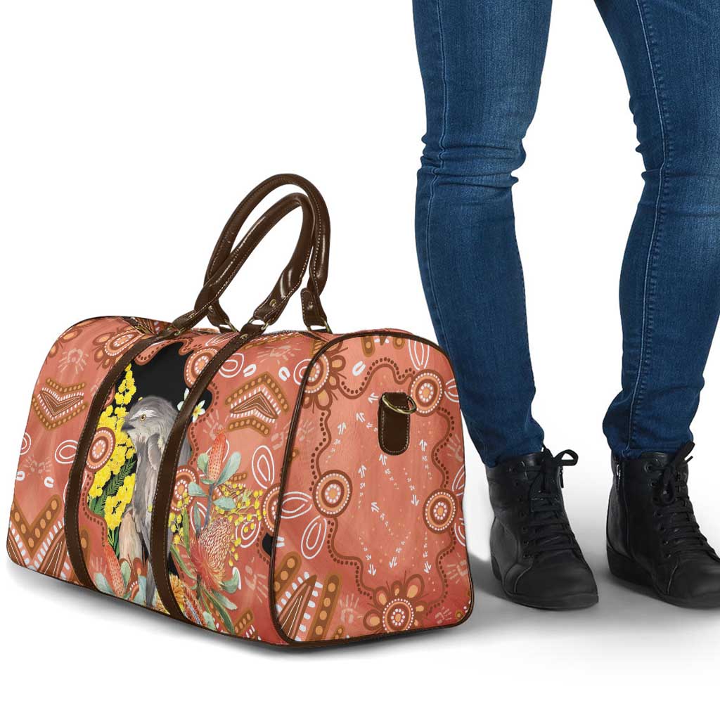 Australia Tawny Frogmouth Travel Bag Golden Wattle Banksia Aboriginal Art - Aussie Hoodie