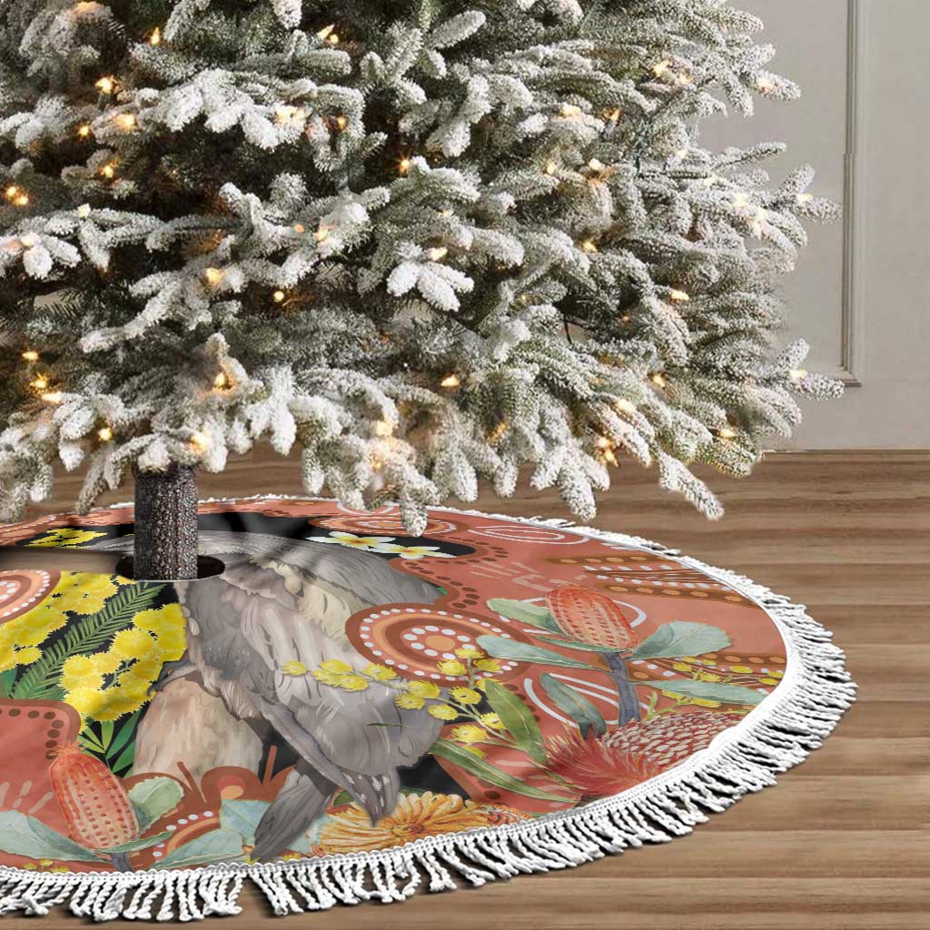 Australia Tawny Frogmouth Tree Skirt Golden Wattle Banksia Aboriginal Art - Aussie Hoodie