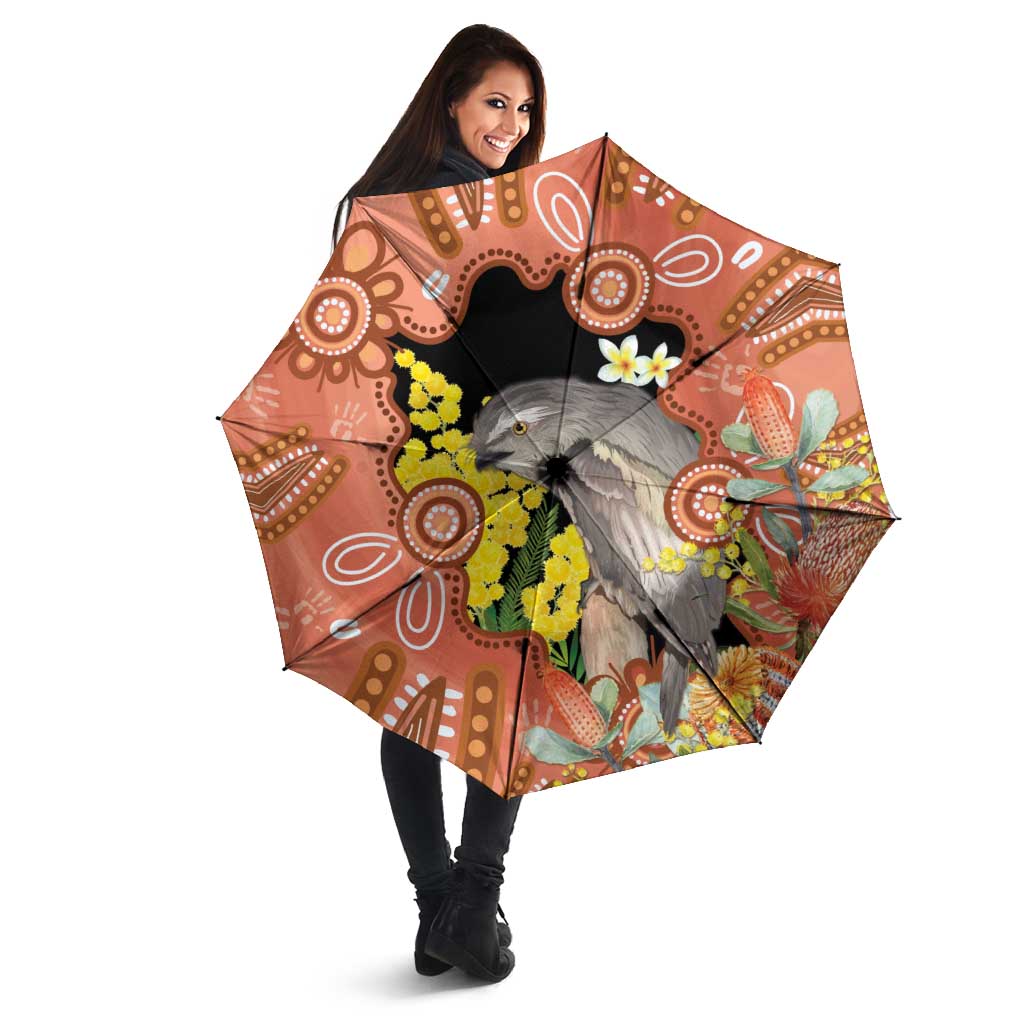 Australia Tawny Frogmouth Umbrella Golden Wattle Banksia Aboriginal Art - Aussie Hoodie