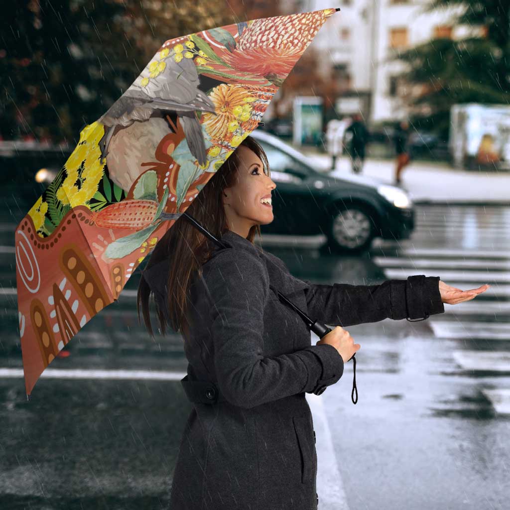 Australia Tawny Frogmouth Umbrella Golden Wattle Banksia Aboriginal Art - Aussie Hoodie