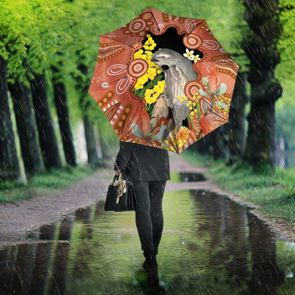 Australia Tawny Frogmouth Umbrella Golden Wattle Banksia Aboriginal Art - Aussie Hoodie