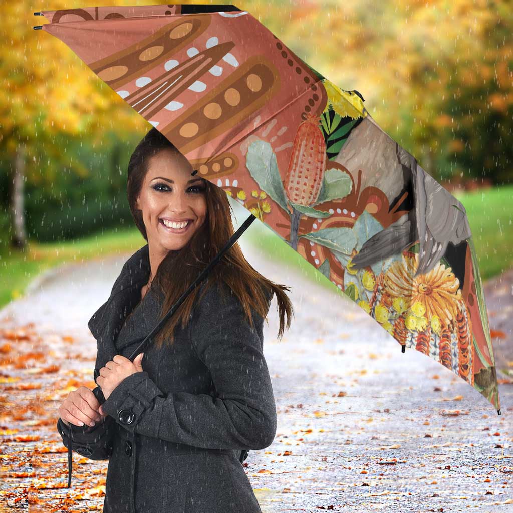 Australia Tawny Frogmouth Umbrella Golden Wattle Banksia Aboriginal Art - Aussie Hoodie