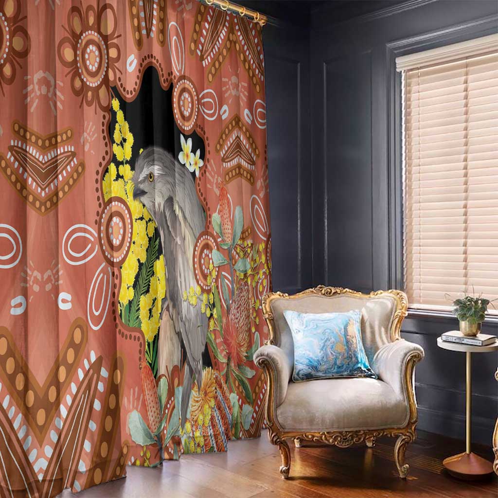 Australia Tawny Frogmouth Window Curtain Golden Wattle Banksia Aboriginal Art - Aussie Hoodie
