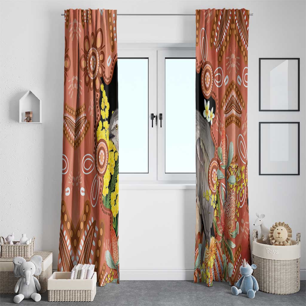 Australia Tawny Frogmouth Window Curtain Golden Wattle Banksia Aboriginal Art - Aussie Hoodie