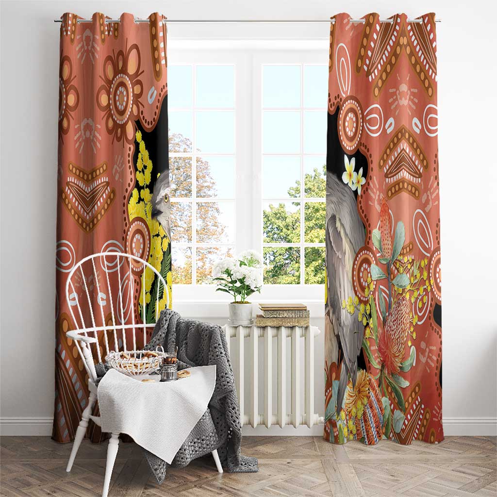 Australia Tawny Frogmouth Window Curtain Golden Wattle Banksia Aboriginal Art - Aussie Hoodie