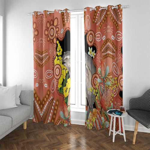 Australia Tawny Frogmouth Window Curtain Golden Wattle Banksia Aboriginal Art - Aussie Hoodie