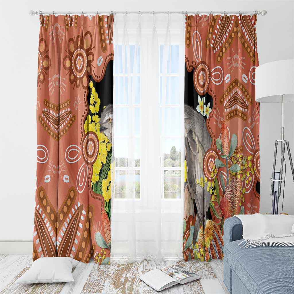 Australia Tawny Frogmouth Window Curtain Golden Wattle Banksia Aboriginal Art - Aussie Hoodie