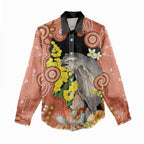 Australia Tawny Frogmouth Women Casual Shirt Golden Wattle Banksia Aboriginal Art - Aussie Hoodie