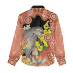 Australia Tawny Frogmouth Women Casual Shirt Golden Wattle Banksia Aboriginal Art - Aussie Hoodie